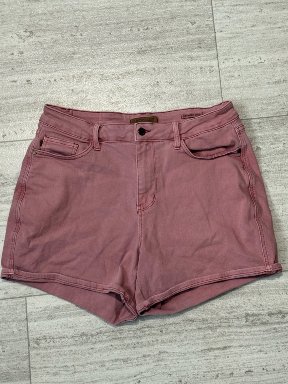 Judy Blue Pink Shorts 1XL High Rise Stretch Denim Plus Size Summer Casual